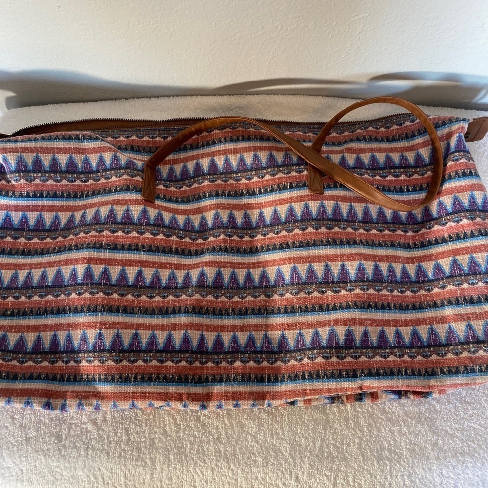 Mossimo Supply Co. Multicolor Patterned Tote with Brown Straps - Picture 7 of 7